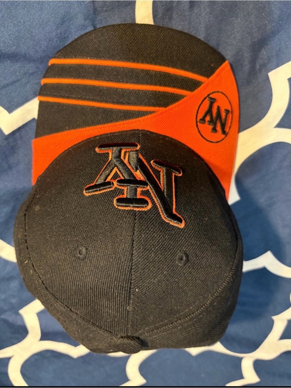 Black and Orange Baseball Cap with Embroidered AN Logo